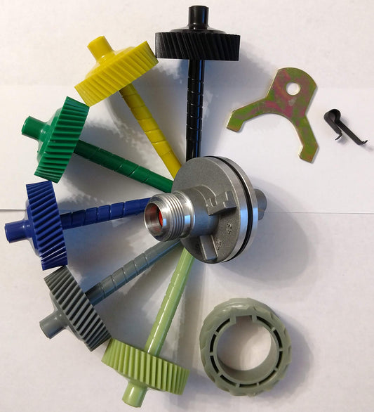 LA Speedometer Gear 700r4 and BOP TH350 retainer, clip, 40-45 tooth driven gears, 15 tooth drive gear, and 2" housing